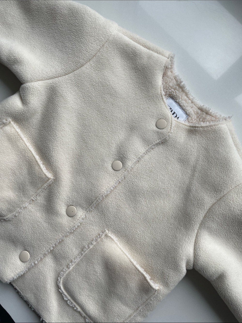 Zara Kids Cream Sherpa-Lined Button Jacket 9-12 Months